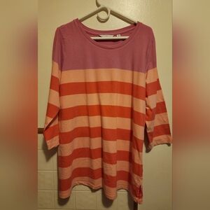Isaac Mizrahi Pink and Orange  Long Sleeve Top